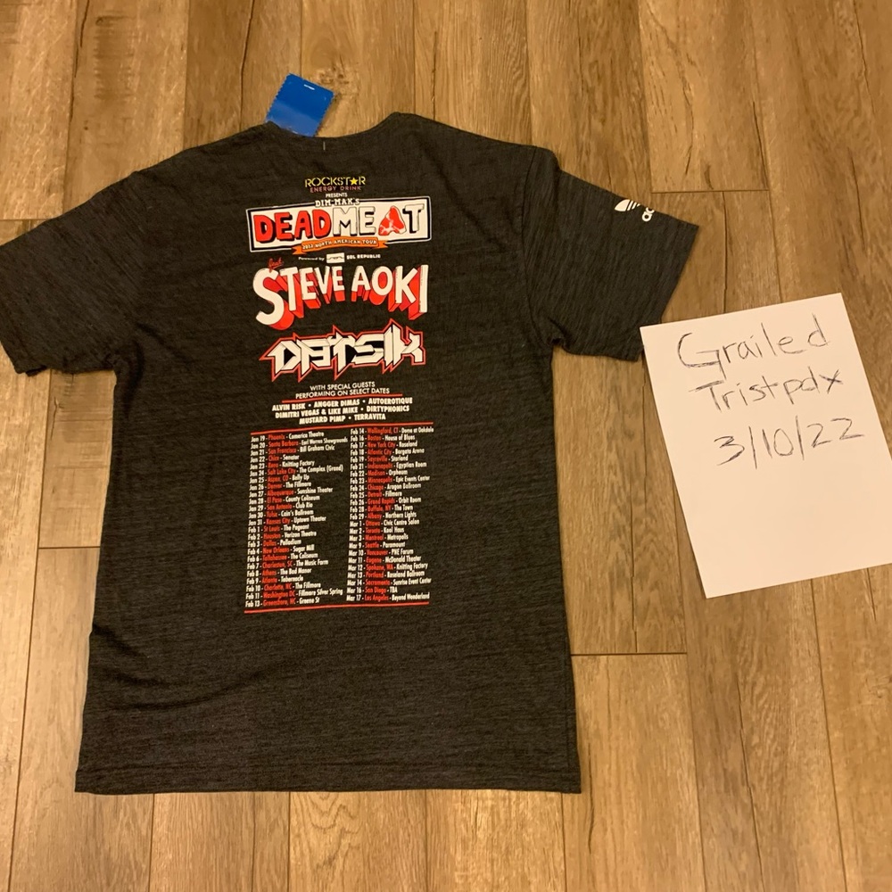 Men’s adidas tshirt steve aoki autographed tour tshirt rare small new